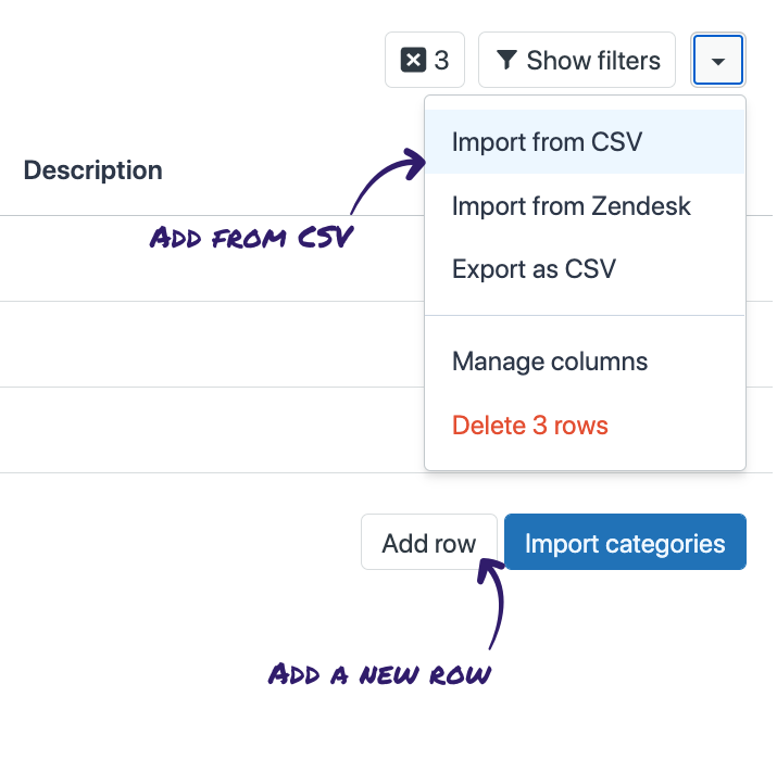 Add rows to the table