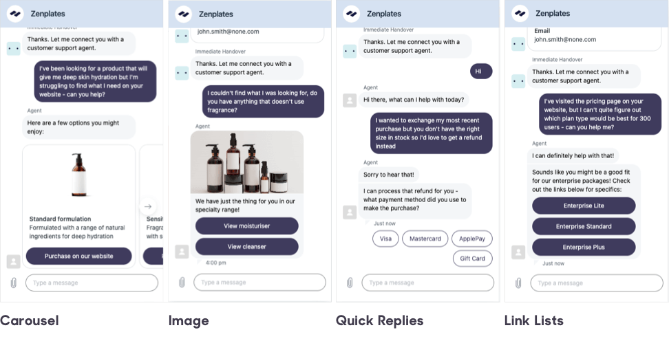 interactive message type examples