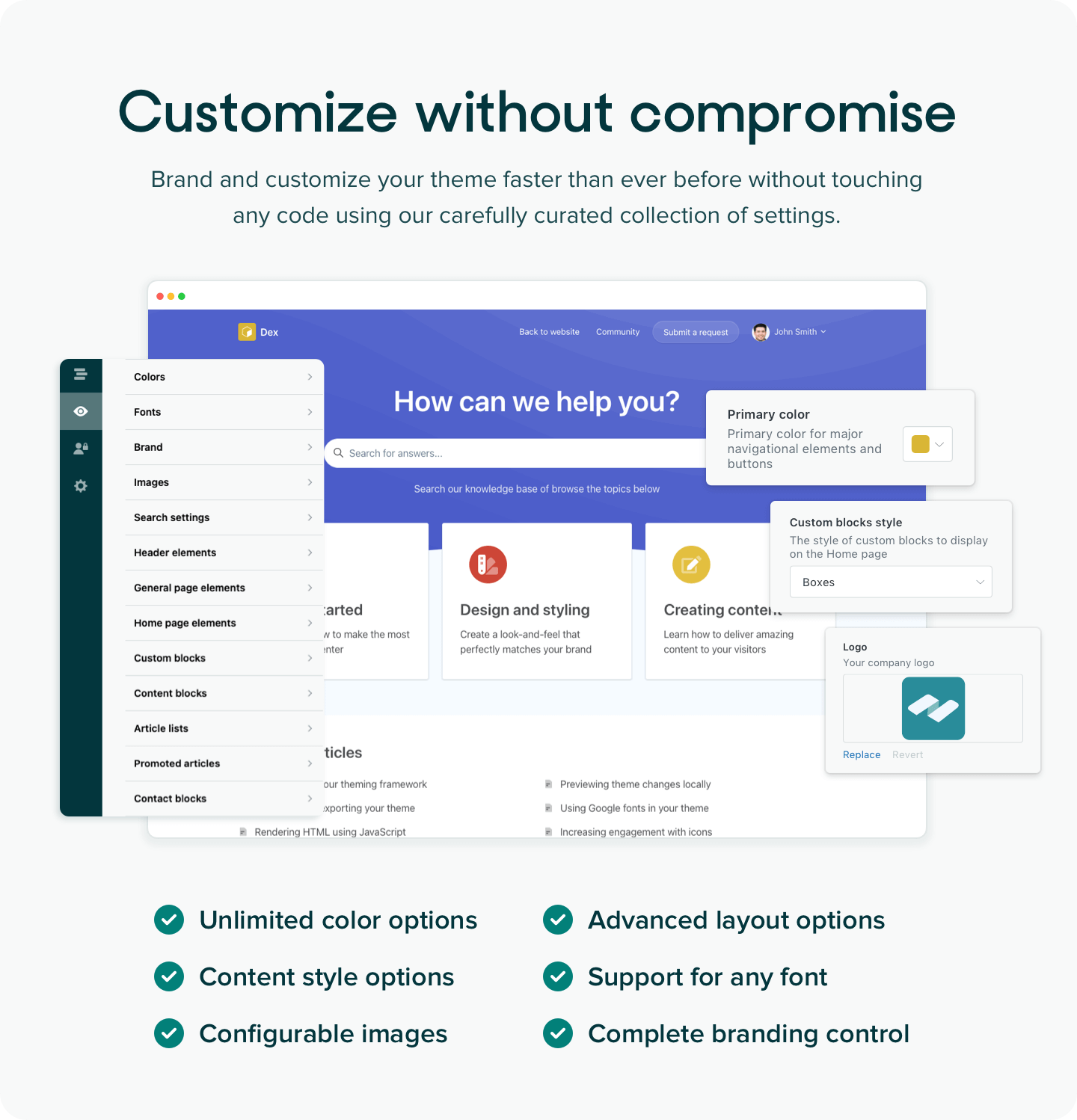 Customizable Zendesk themes