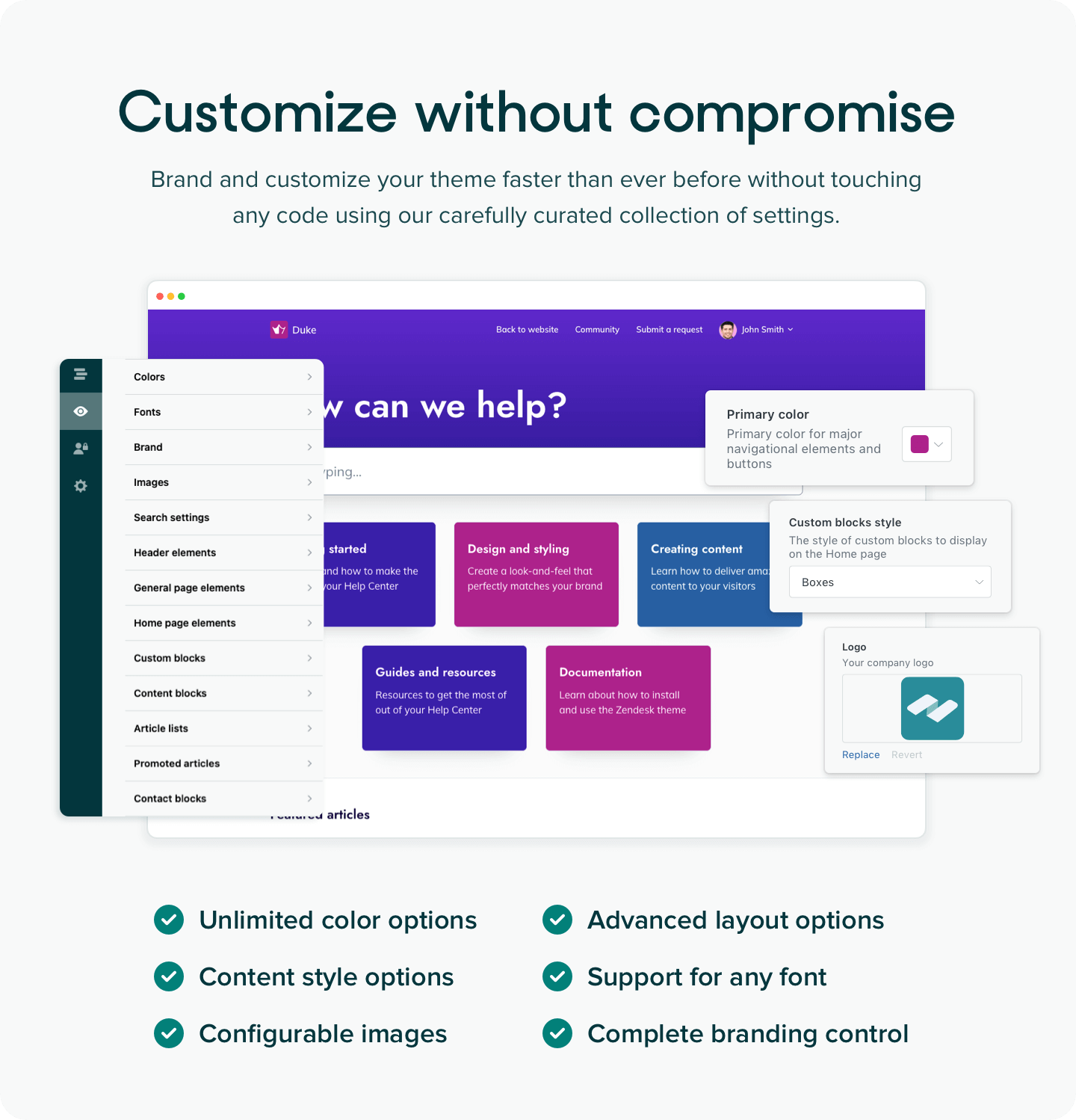 Customizable Zendesk themes