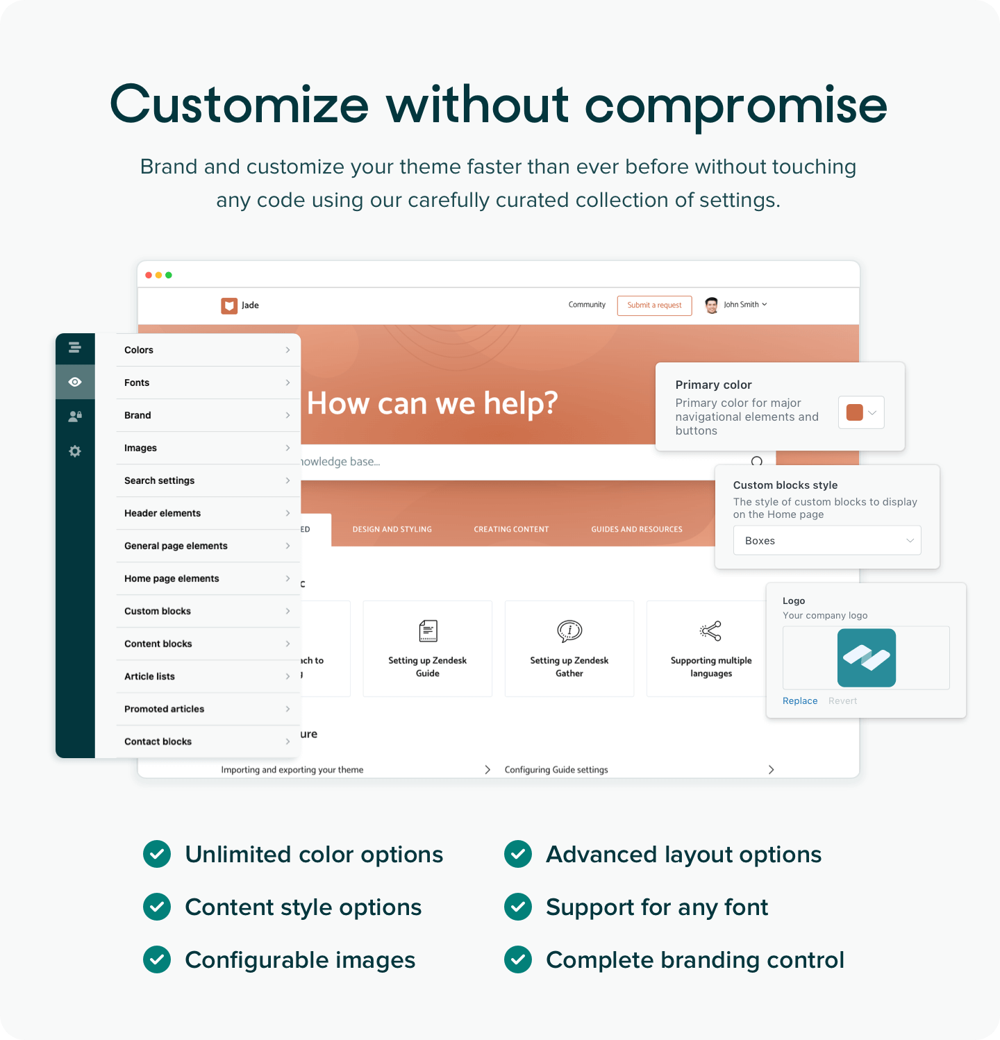 Customizable Zendesk themes