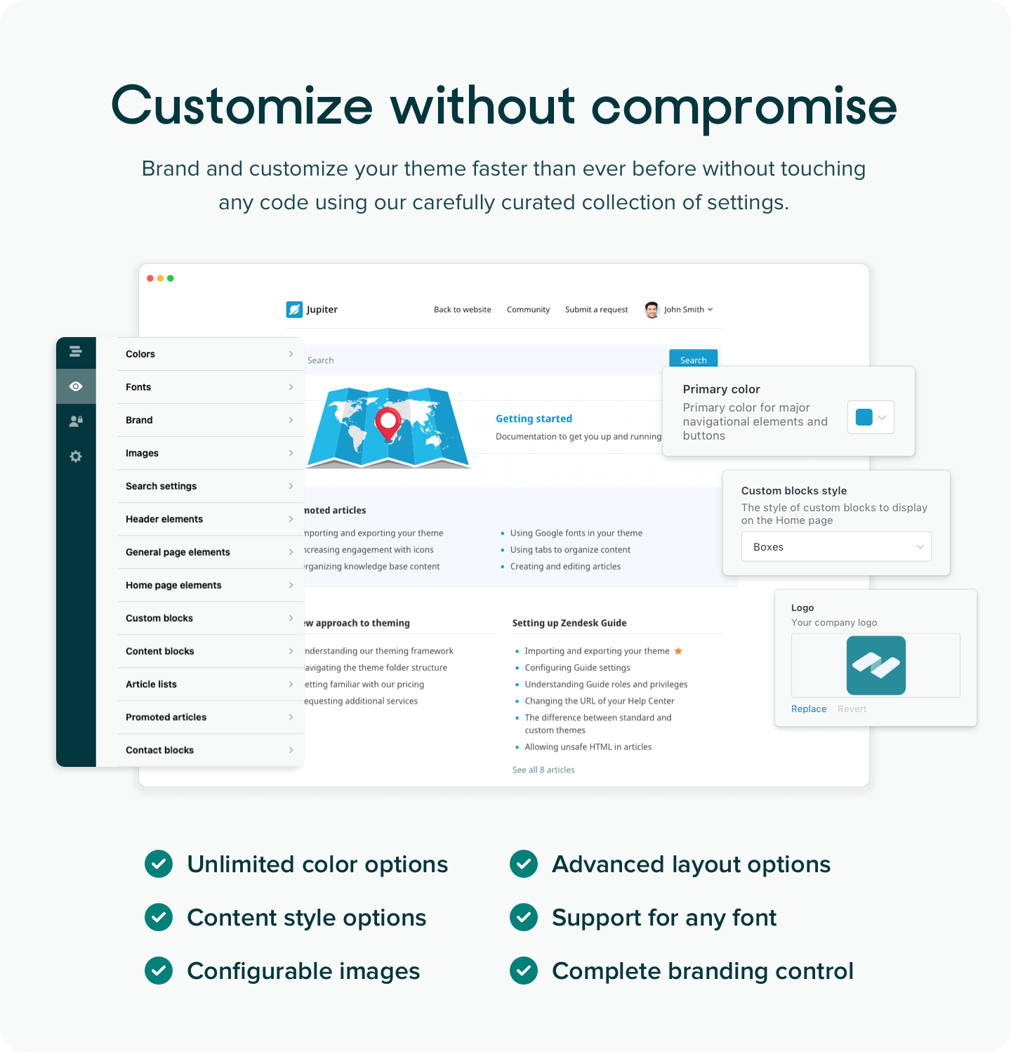 Customizable Zendesk themes