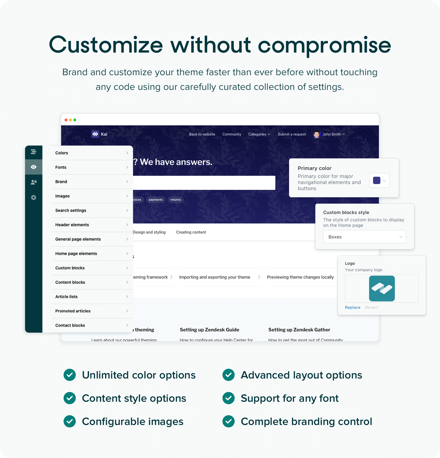 Customizable Zendesk themes