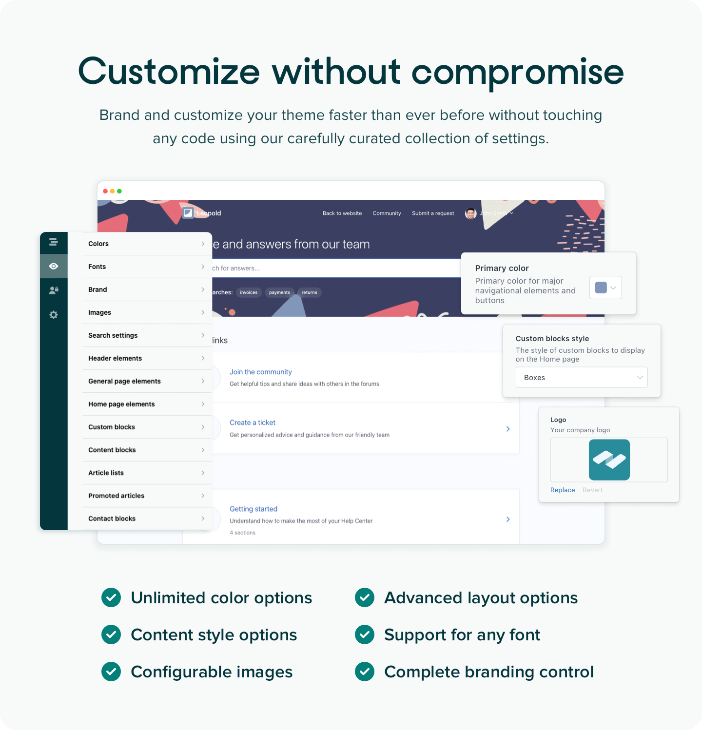 Customizable Zendesk themes