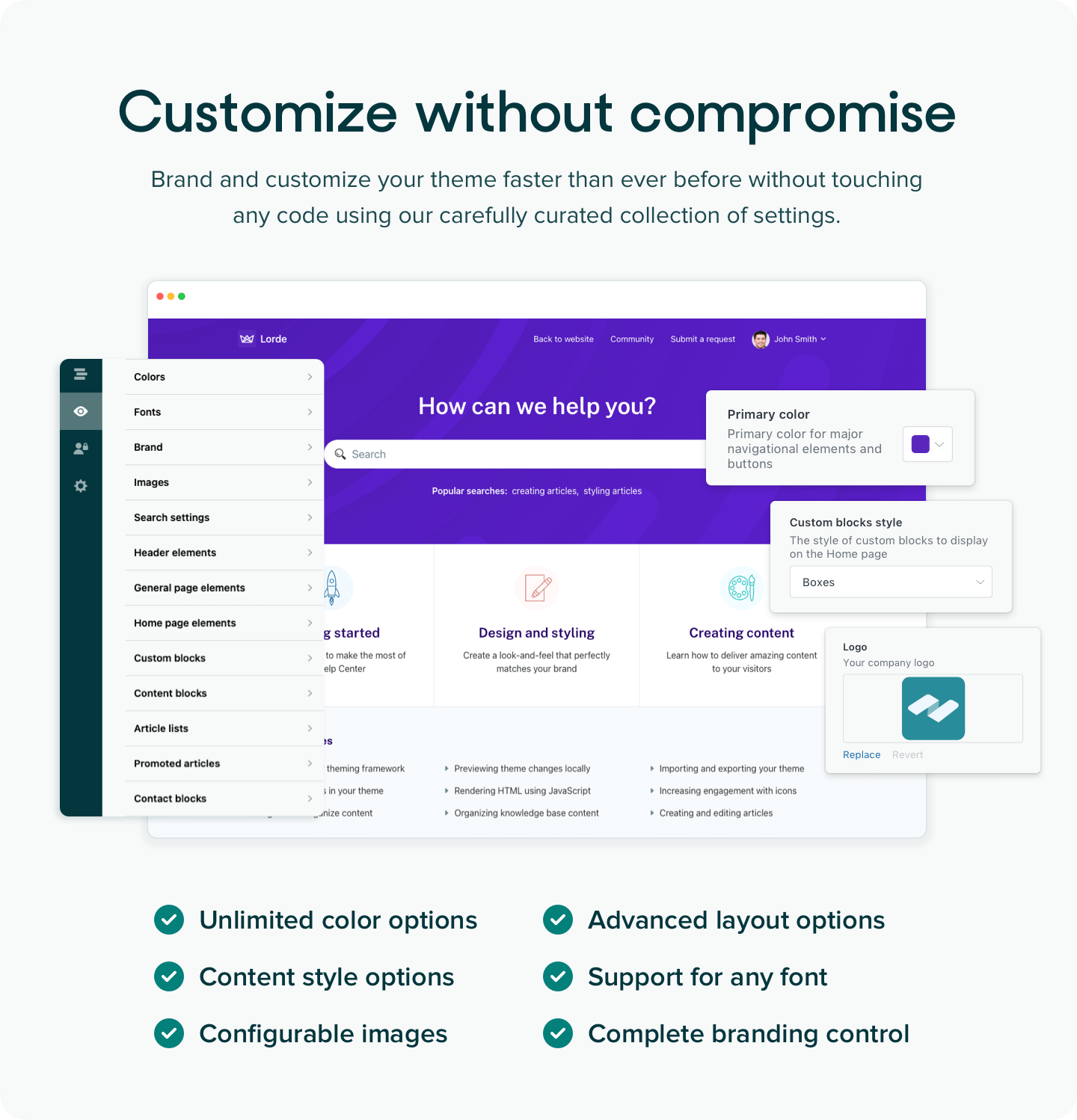 Customizable Zendesk themes