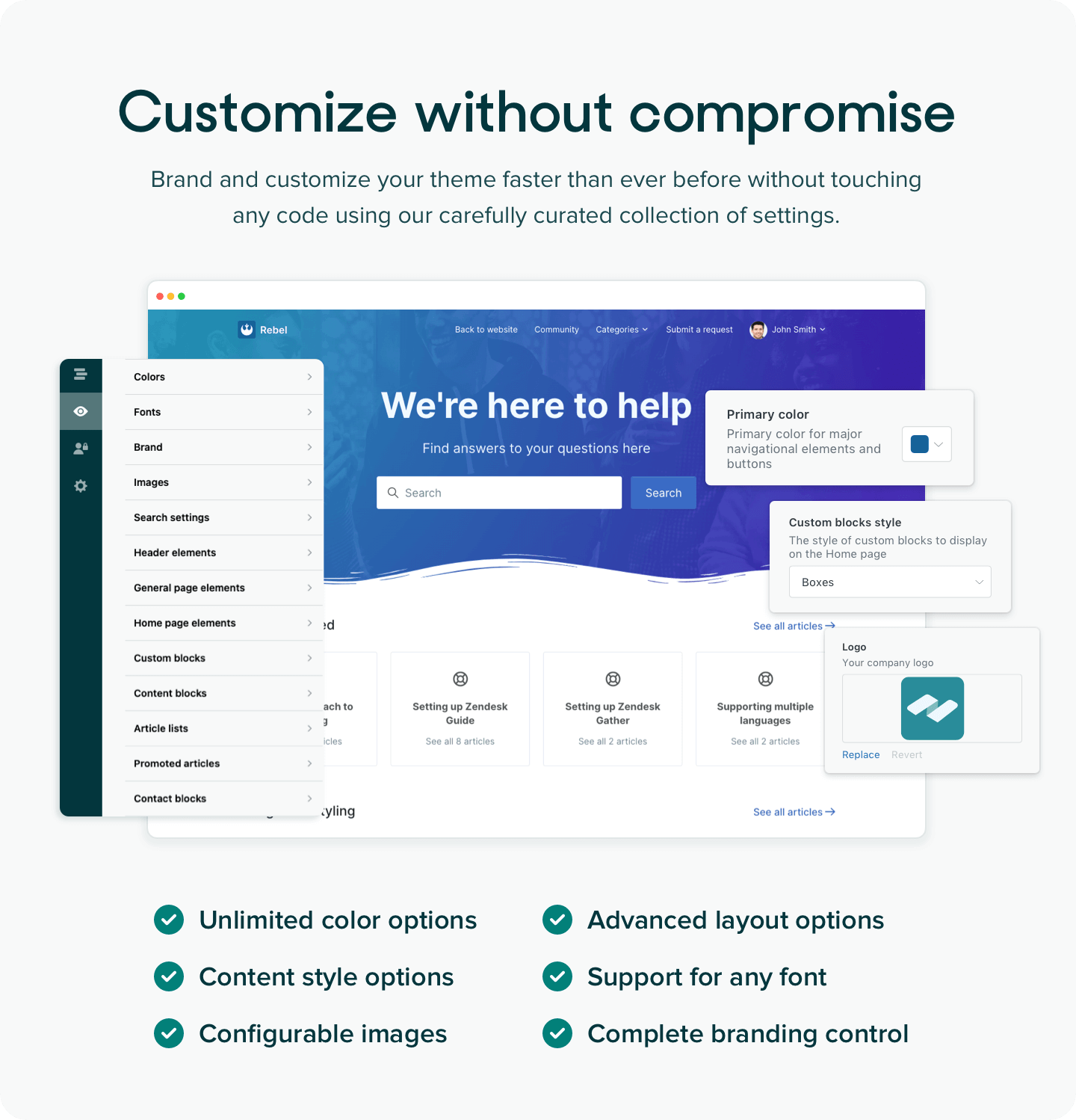 Customizable Zendesk themes