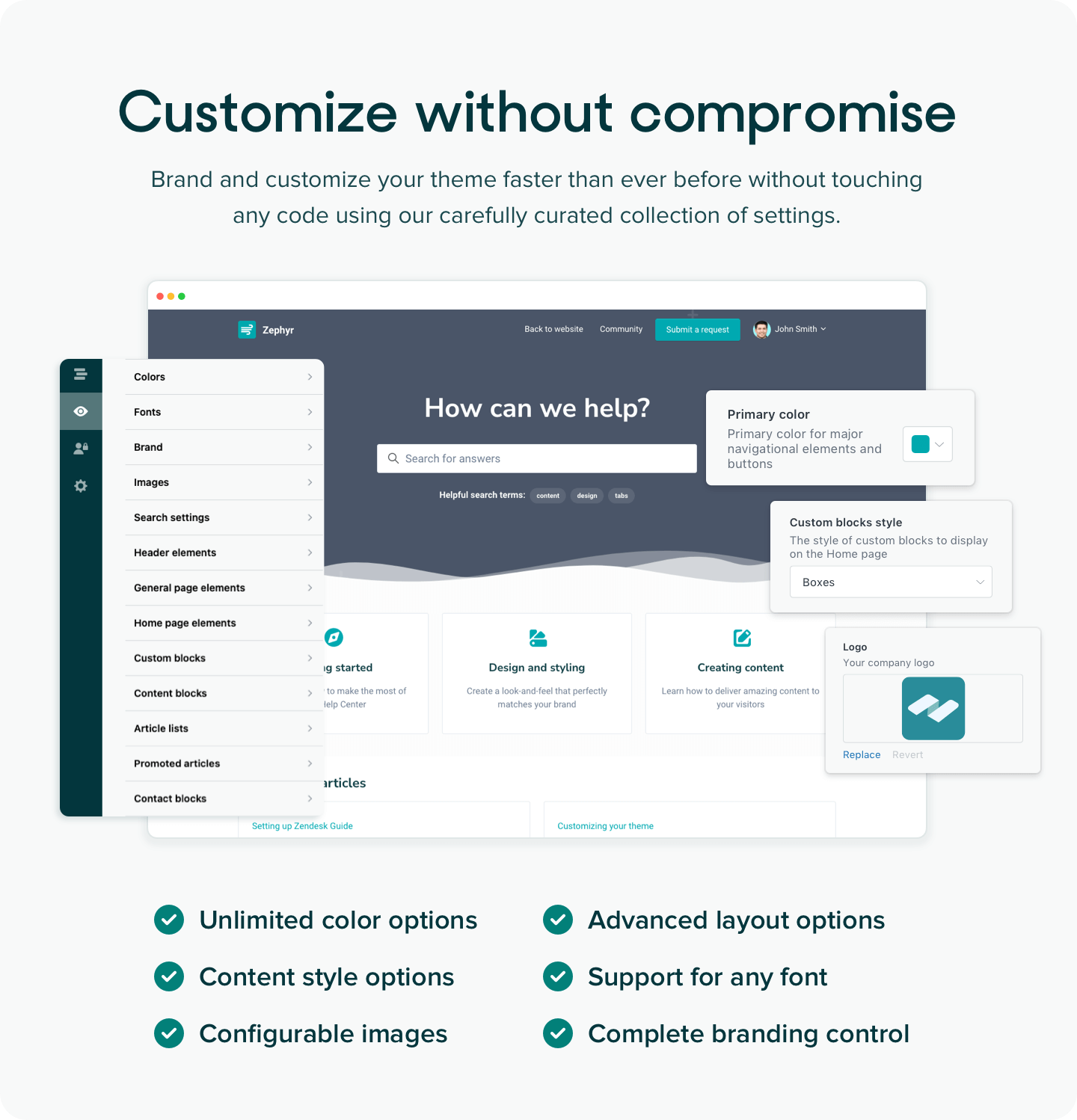 Customizable Zendesk themes