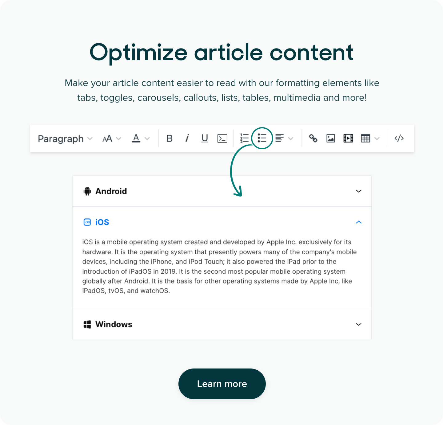 Article formatting elements for Zendesk themes
