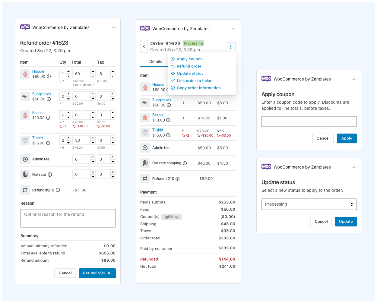 Update WooCommerce customers and orders from within Zendesk
