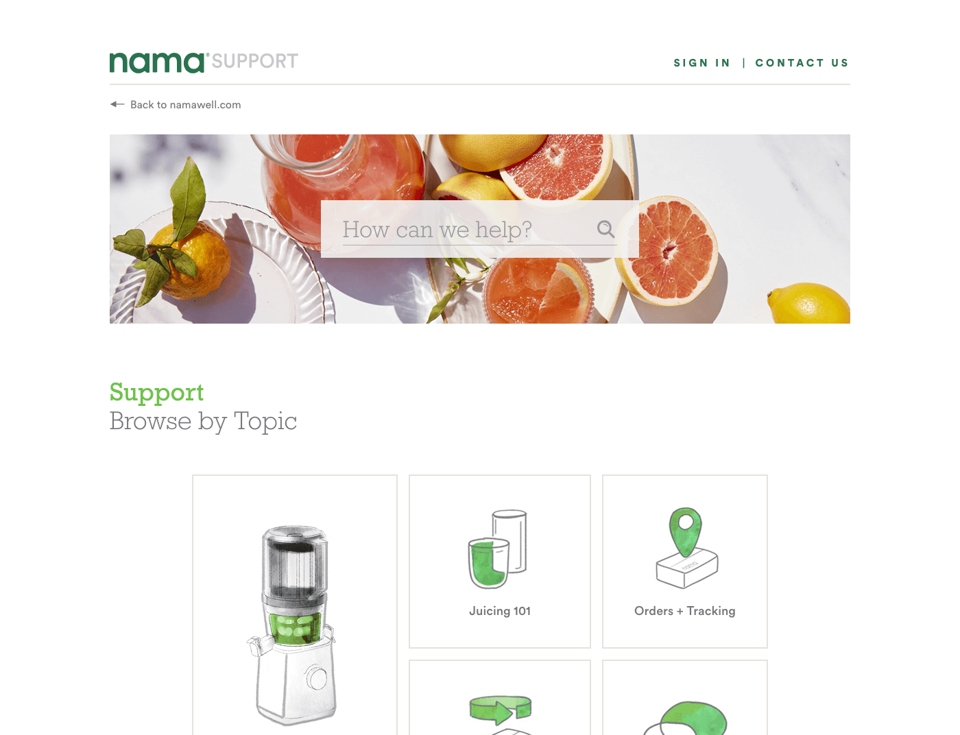 Nama branded and customized Zendesk theme by Zenplates