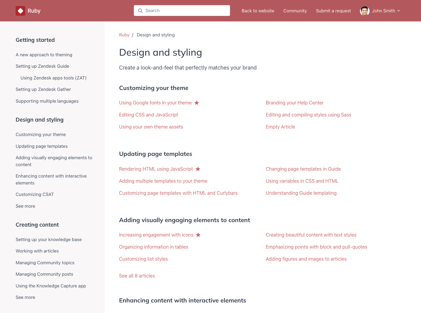Ruby Zendesk Guide theme - Screenshot 2